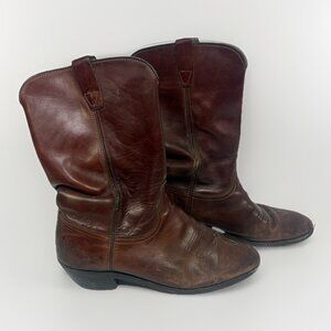 Vintage Leather Western Cowboy Boots Brown Nice Quality Size 11 D